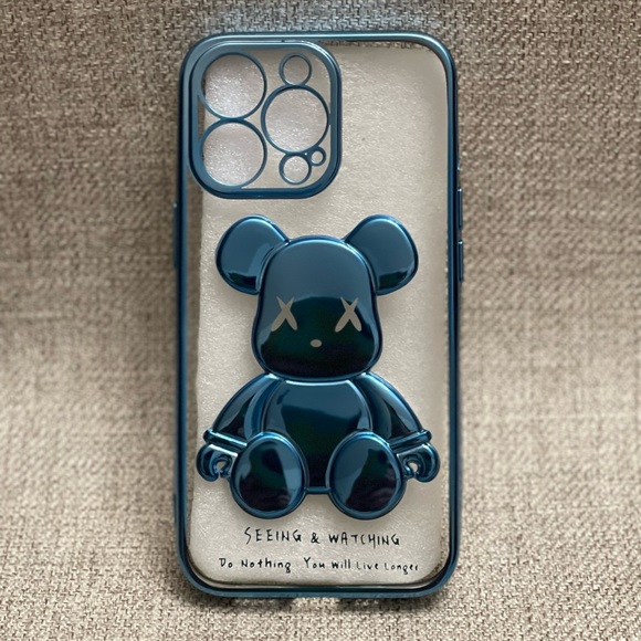 Electroplate Blue Violent Bear in Transparent Background iPhone Case - Picture 1 of 5